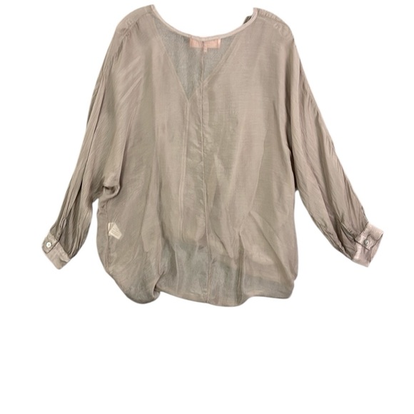 Scandal Italy One Size Sheer Long Sleeve Lightweight Elegant Women's Tan Blouse - Picture 13 of 14